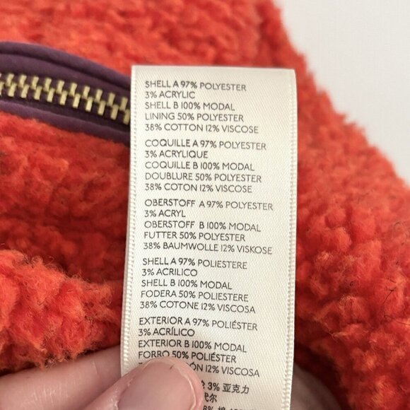 We The Free People Rivington Sherpa Fleece Zip Jacket Orange Purple Size Medium - Picture 8 of 10